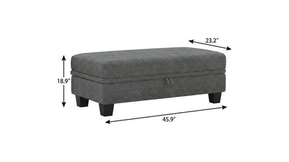 46" Beige and Black Chenille Storage Ottoman