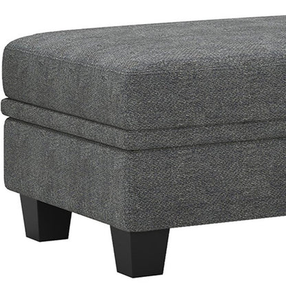 46" Beige and Black Chenille Storage Ottoman