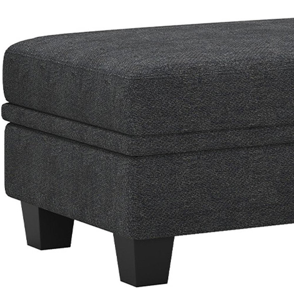 46" Beige and Black Chenille Storage Ottoman