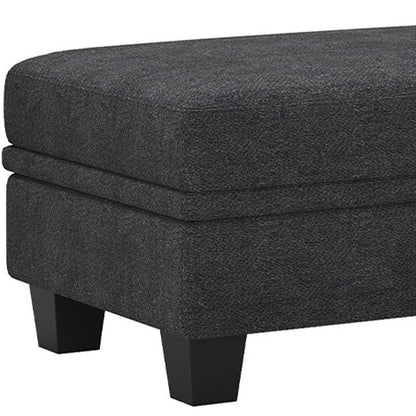 46" Beige and Black Chenille Storage Ottoman