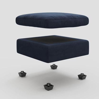 32" Beige and Black Velvet Ottoman