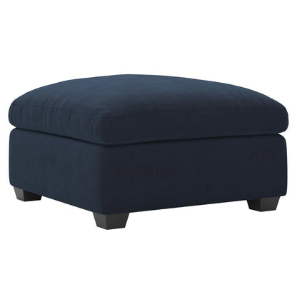 32" Beige and Black Velvet Ottoman