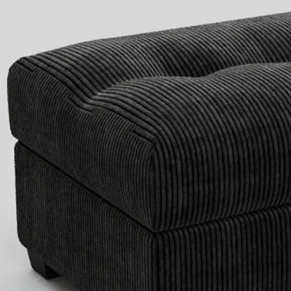 37" Black Corduroy Tufted Ottoman