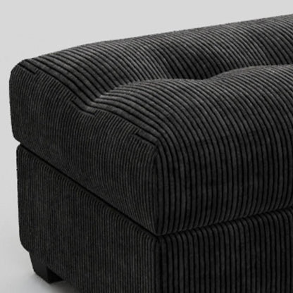 37" Black Corduroy Tufted Ottoman