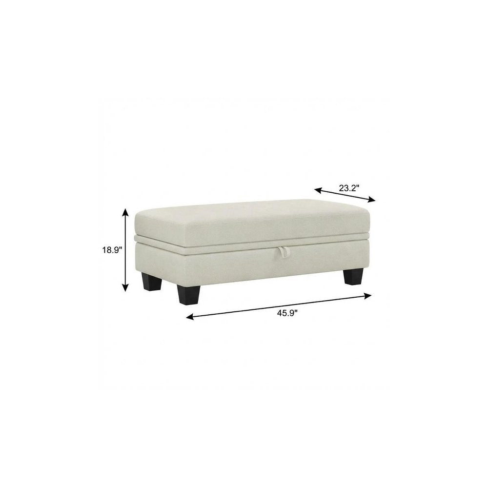 46" Beige and Black Chenille Storage Ottoman