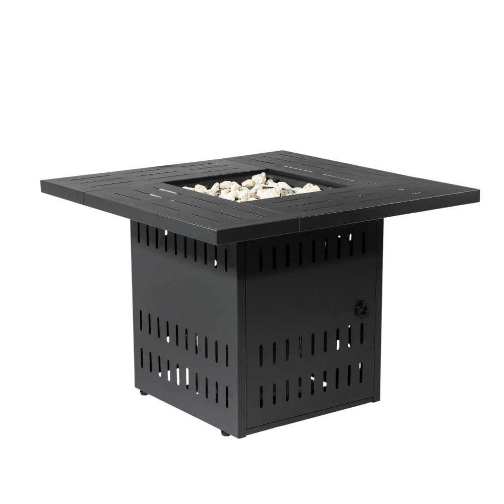 50000 BTU 34" Black Steel Propane Square Fire Pit With Cover