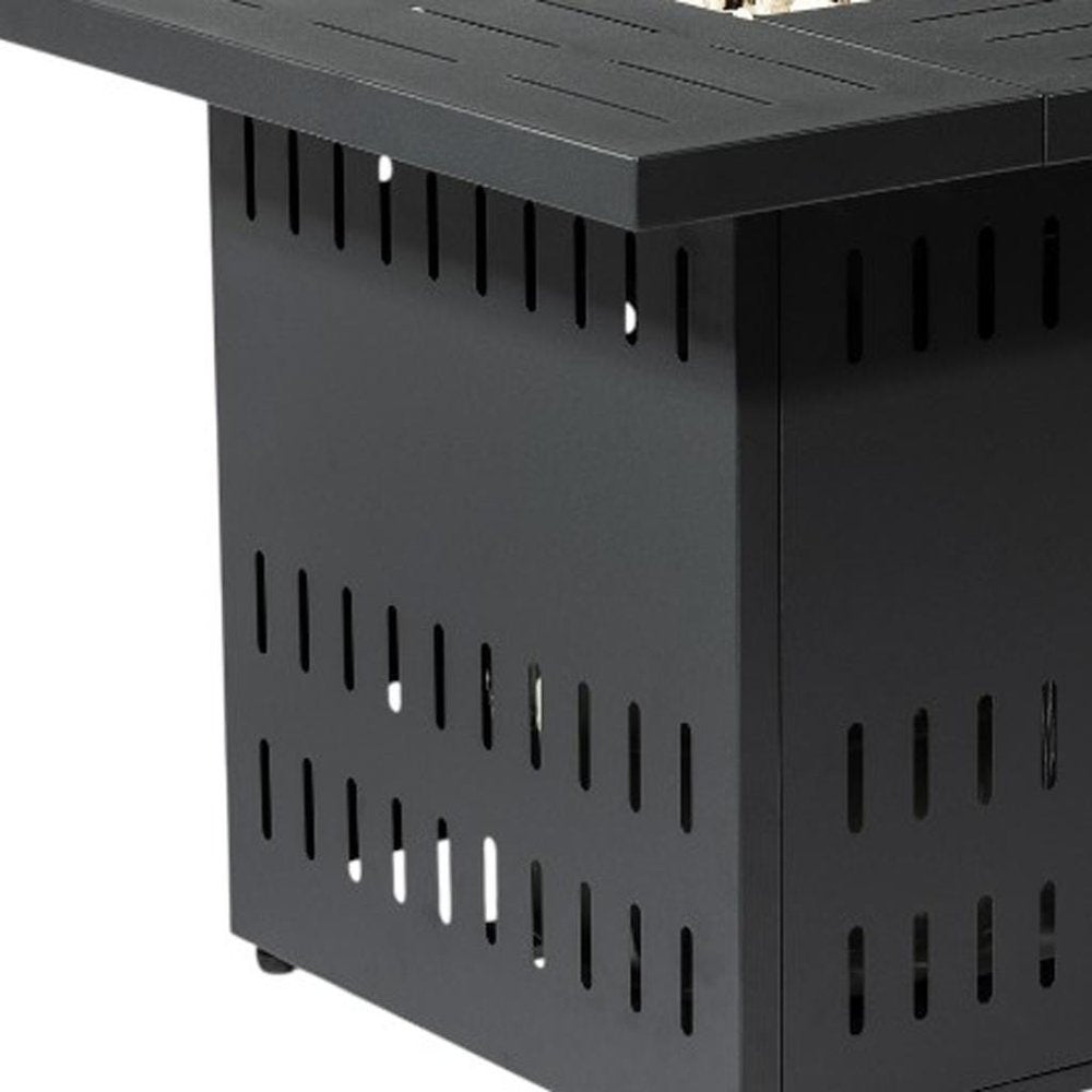 50000 BTU 34" Black Steel Propane Square Fire Pit With Cover