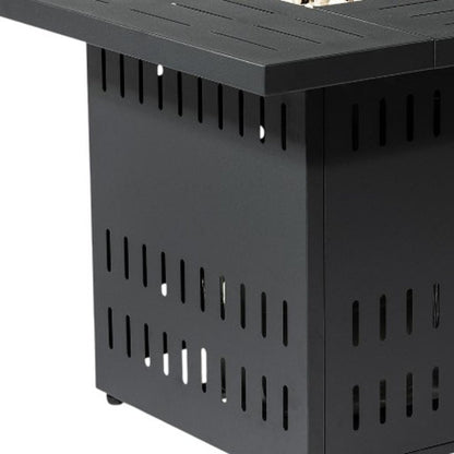 50000 BTU 34" Black Steel Propane Square Fire Pit With Cover