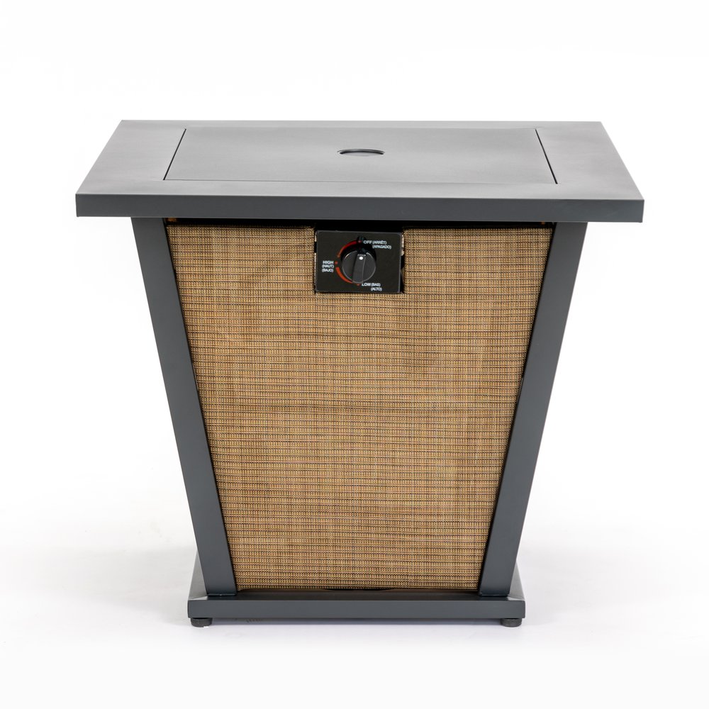 50000 BTU 28" Black Steel Propane Square Fire Pit With Cover