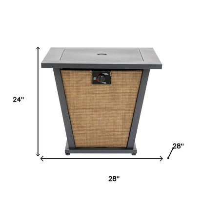 50000 BTU 28" Black Steel Propane Square Fire Pit With Cover