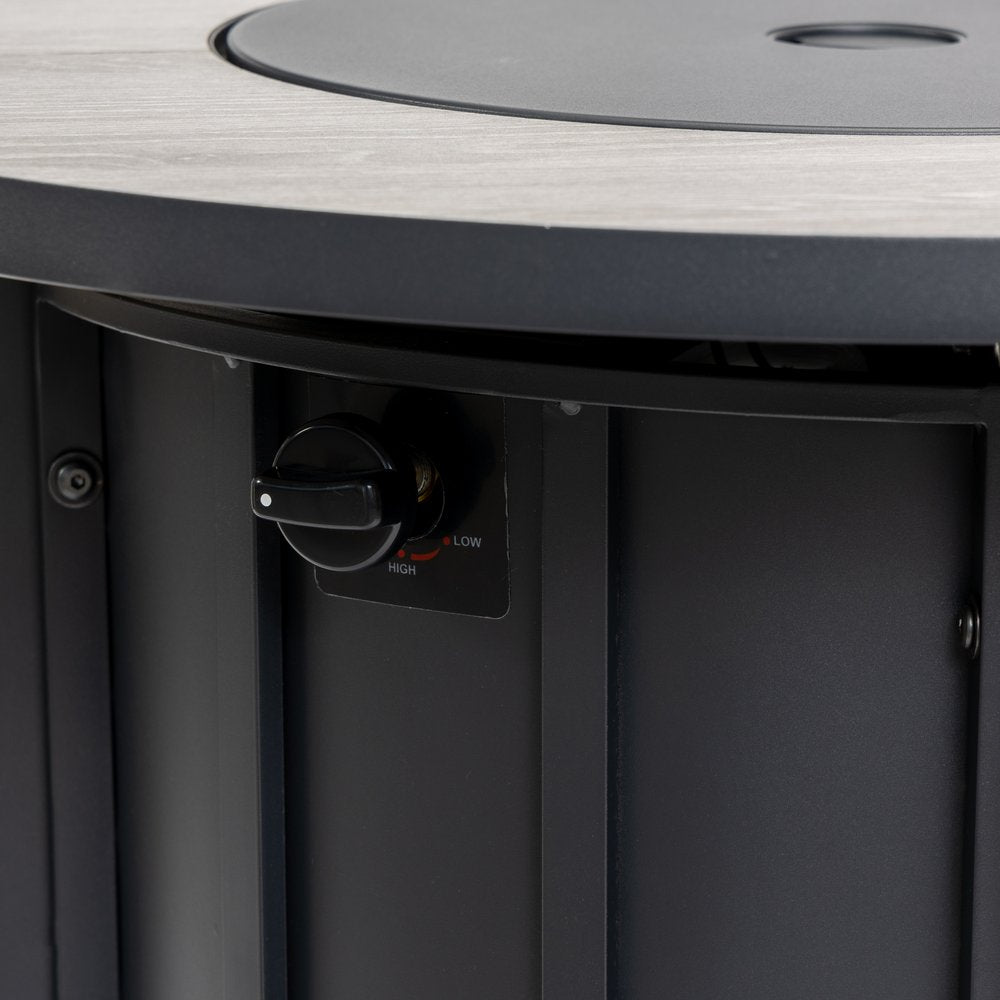 50000 BTU 30" Black Steel Propane Column Fire Pit With Cover