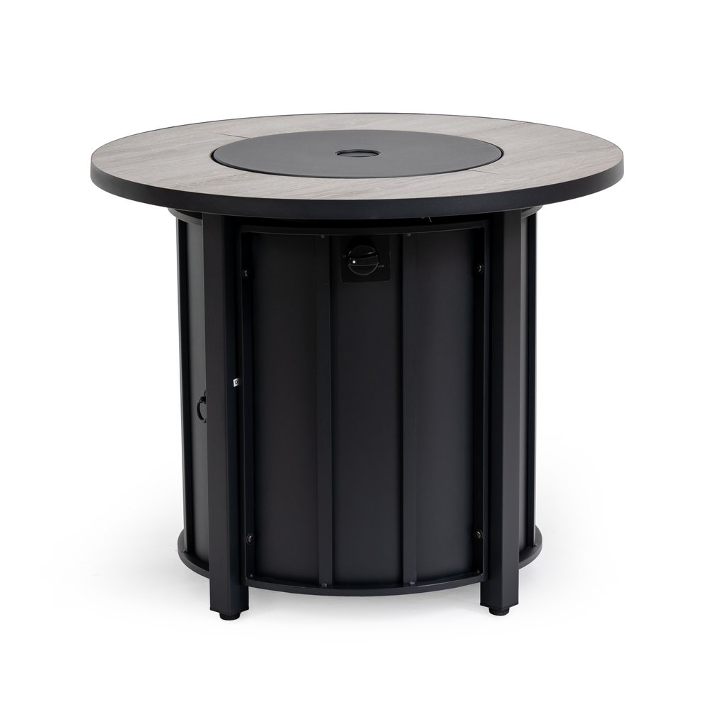 50000 BTU 30" Black Steel Propane Column Fire Pit With Cover