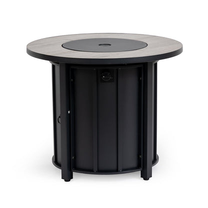 50000 BTU 30" Black Steel Propane Column Fire Pit With Cover