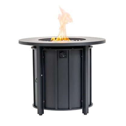 50000 BTU 30" Black Steel Propane Column Fire Pit With Cover