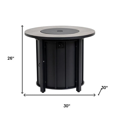 50000 BTU 30" Black Steel Propane Column Fire Pit With Cover