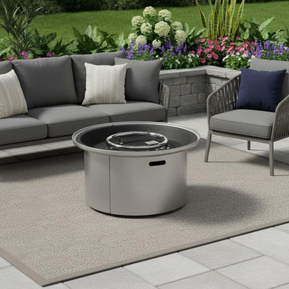 50000 BTU 37" Gray Steel Propane Round Fire Pit With Cover