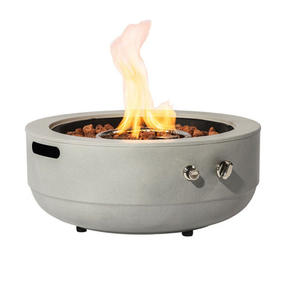50000 BTU 24" Gray Steel Propane Round Fire Pit With Cover