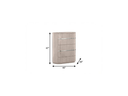 40" Beige Wood Four Drawer Dresser