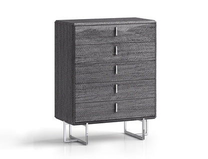38" Gray Wood Five Drawer Dresser