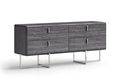 70" Gray Wood Four Drawer Double Dresser