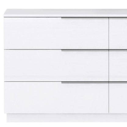 62" White Wood Six Drawer Double Dresser