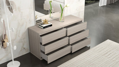 63" Oak Wood Six Drawer Double Dresser
