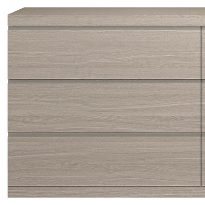 63" Oak Wood Six Drawer Double Dresser