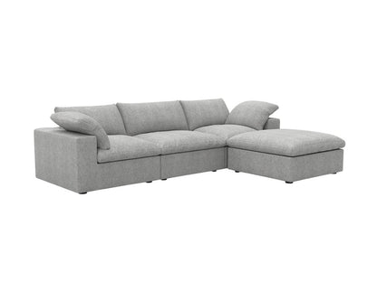 120" Light Gray Linen Blend Modular Universal Sofa With Ottoman And Storage