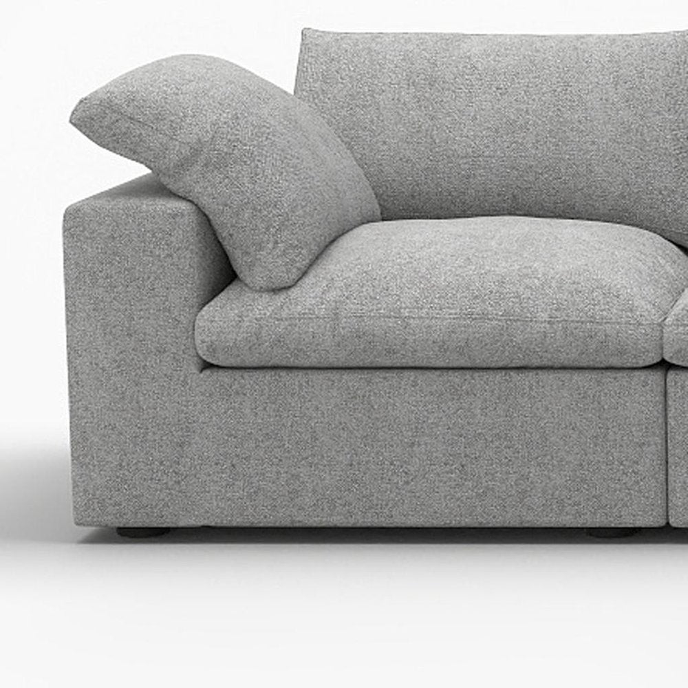 120" Light Gray Linen Blend Modular Universal Sofa With Ottoman And Storage