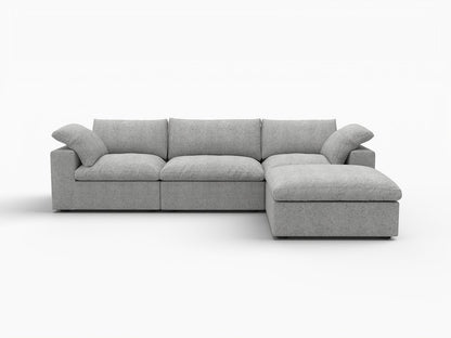 120" Light Gray Linen Blend Modular Universal Sofa With Ottoman And Storage