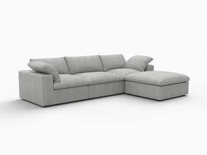 120" Light Gray Linen Blend Modular Universal Sofa With Ottoman And Storage