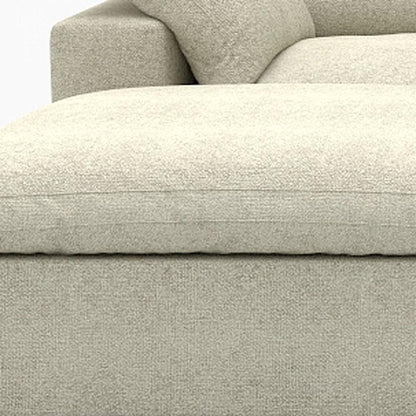 120" Beige Linen Blend Modular Sofa With Ottoman And Toss Pillows And Storage
