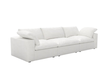 120" White Linen Blend Modular Sofa With Toss Pillows