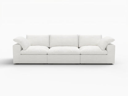 120" White Linen Blend Modular Sofa With Toss Pillows