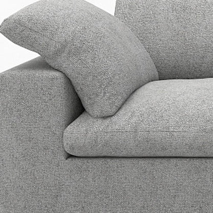 120" Light Gray Linen Blend Modular Sofa With Toss Pillows