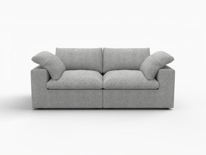 80" Light Gray and Black Linen Blend Modular Loveseat