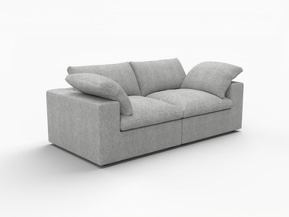 80" Light Gray and Black Linen Blend Modular Loveseat