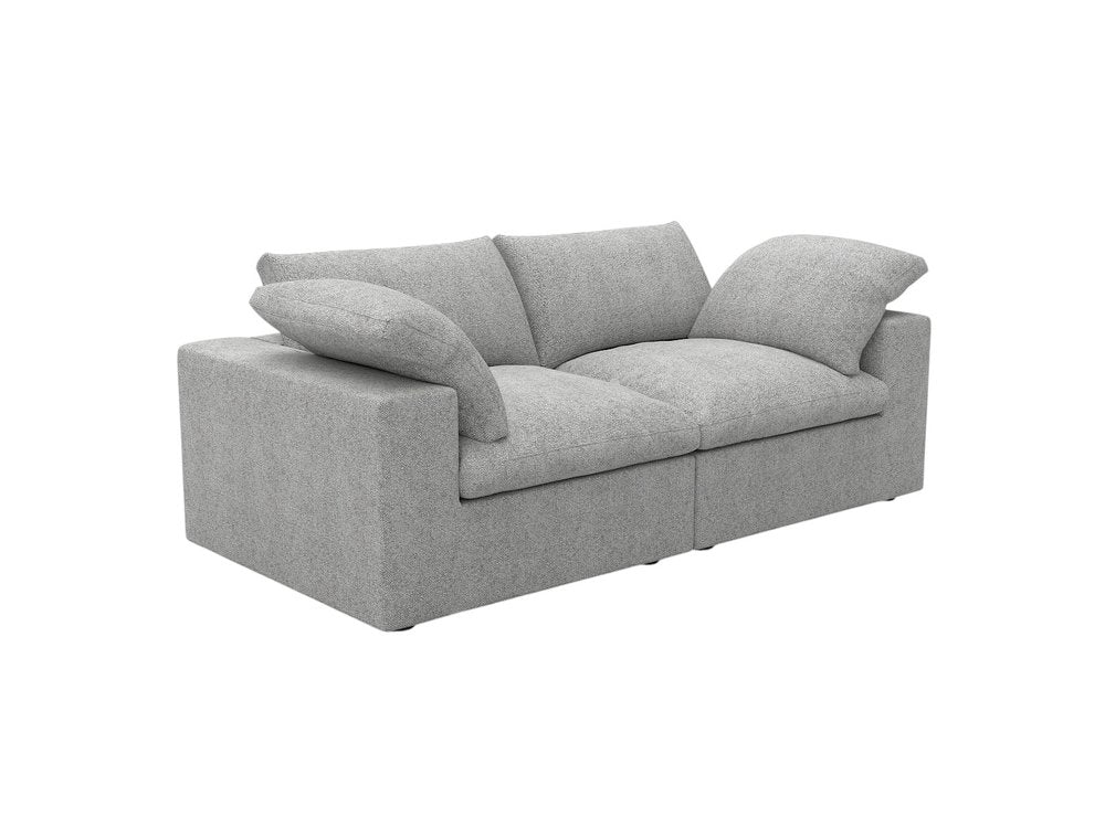 80" Light Gray and Black Linen Blend Modular Loveseat