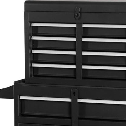 Set of Two Black Multi-Tier Steel Rolling Cabinet With Lid