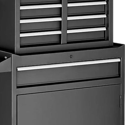 Set of Two Black Multi-Tier Steel Rolling Cabinet With Lid