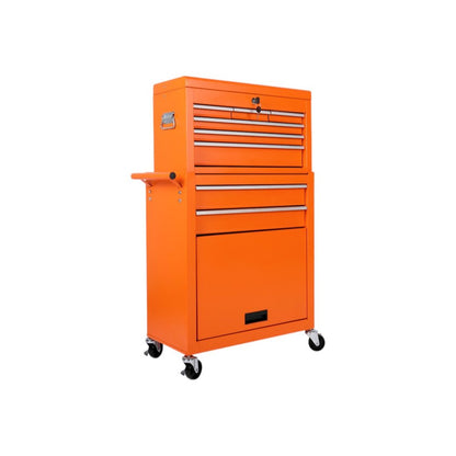 15" Orange Multi-Tier Steel Rolling Cabinet With Lid