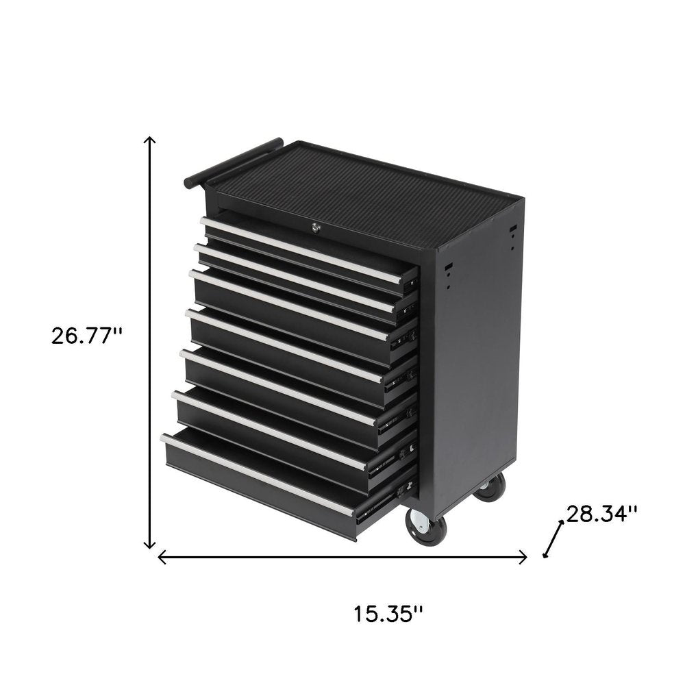 15" Black Multi-Tier Steel Rolling Cabinet With Lid
