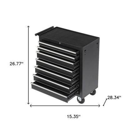 15" Black Multi-Tier Steel Rolling Cabinet With Lid