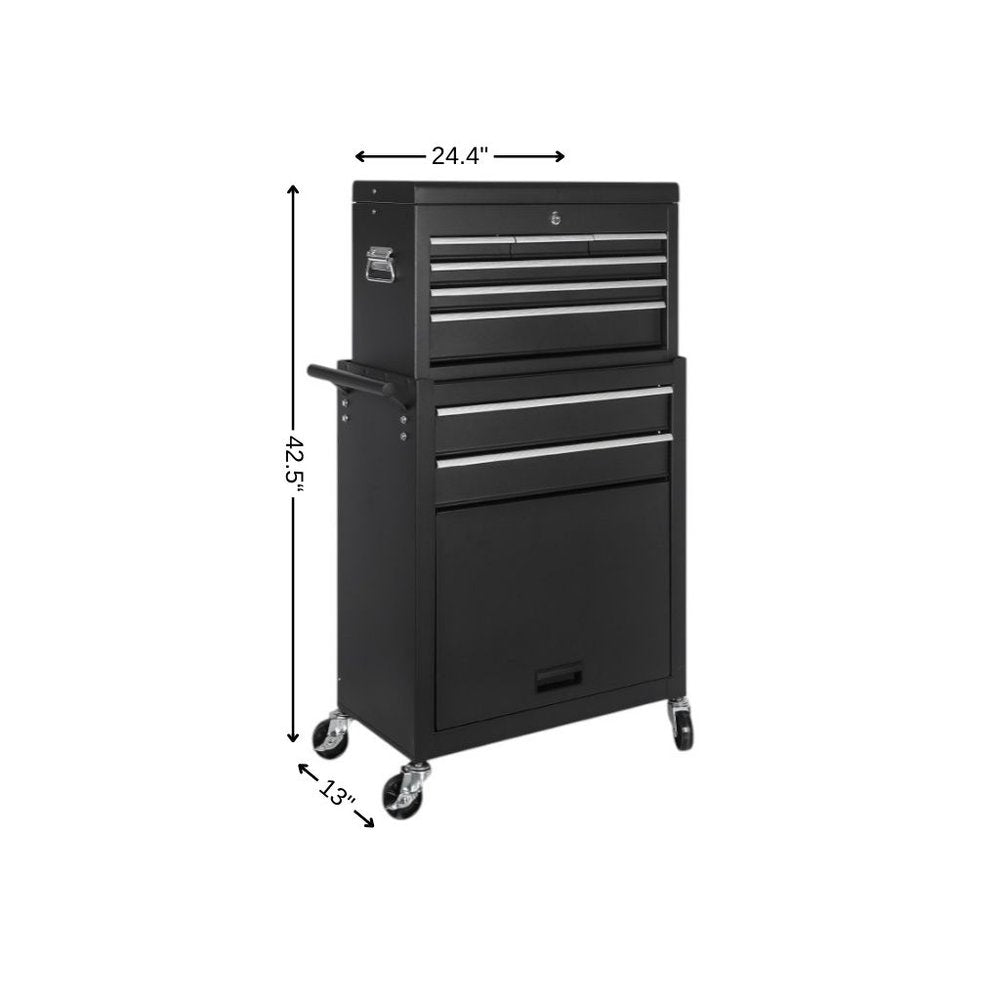 Set of Two Black Multi-Tier Steel Rolling Cabinet With Lid