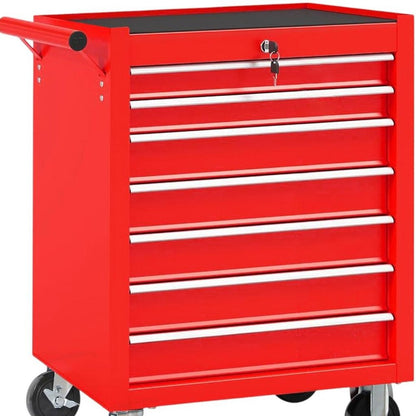 24" Red Multi-Tier Steel Rolling Cabinet With Lid