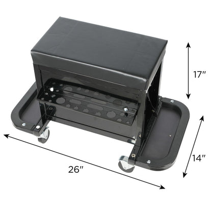 26" Black Multi-Tier Steel Tool Chest With Lid