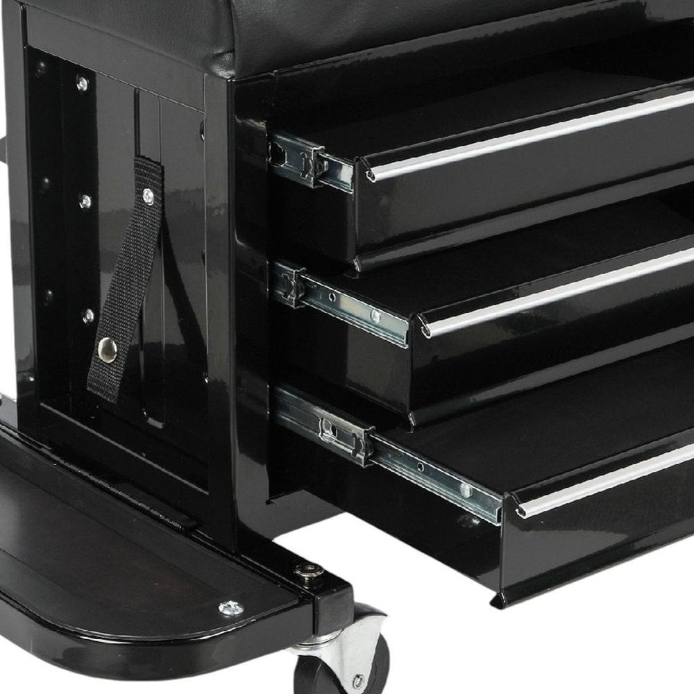 26" Black Multi-Tier Steel Tool Chest With Lid
