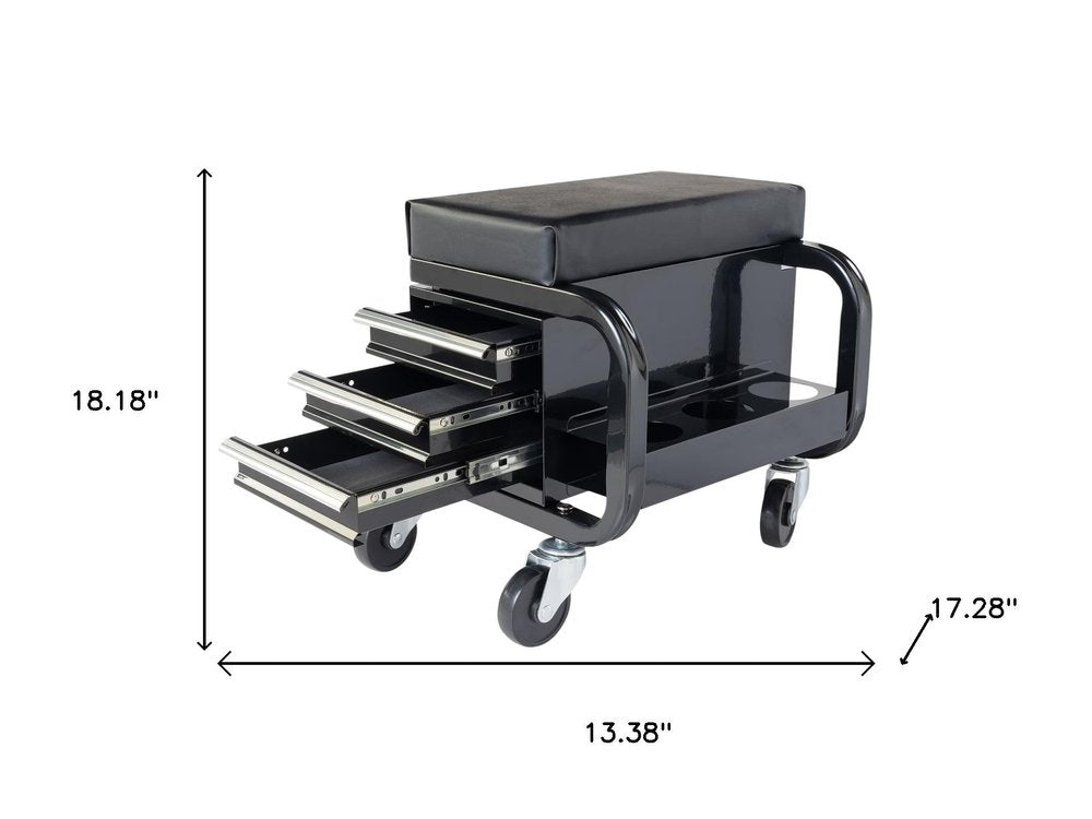 13" Black Multi-Tier Steel Tool Chest With Lid
