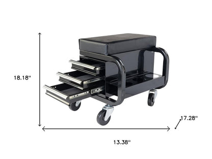 13" Black Multi-Tier Steel Tool Chest With Lid