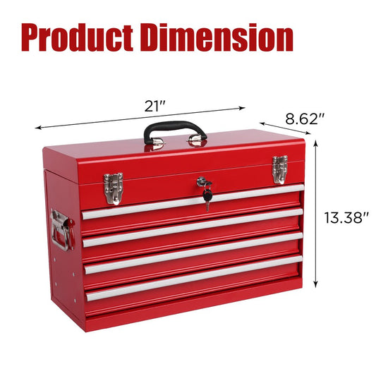 21" Red Multi-Tier Steel Cube or Bin With Lid